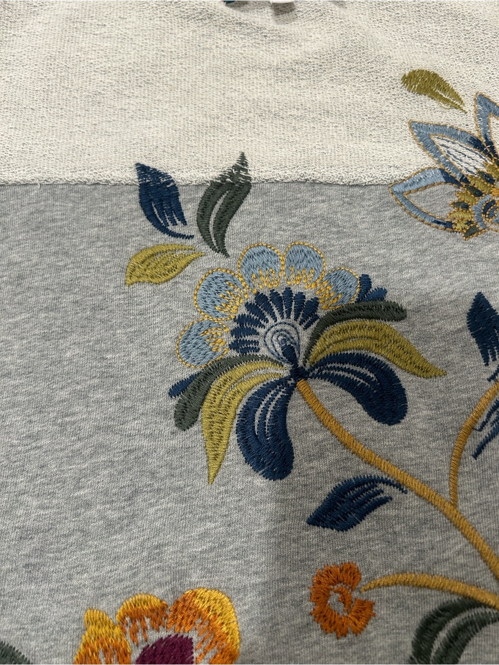 Johnny Was Gray Floral Embroidered Crewneck Sweater - Gray - Picture 5 of 11